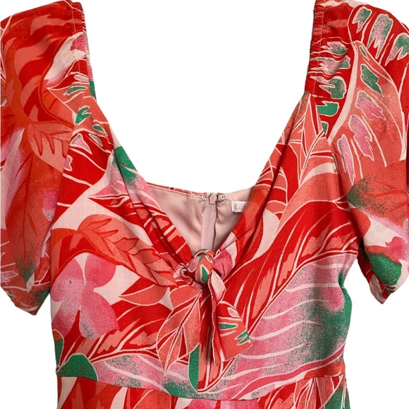GB Gianni Bini Tropical Flounce Short Sleeve Tie Front Mini Dress NWT - Picture 5 of 8